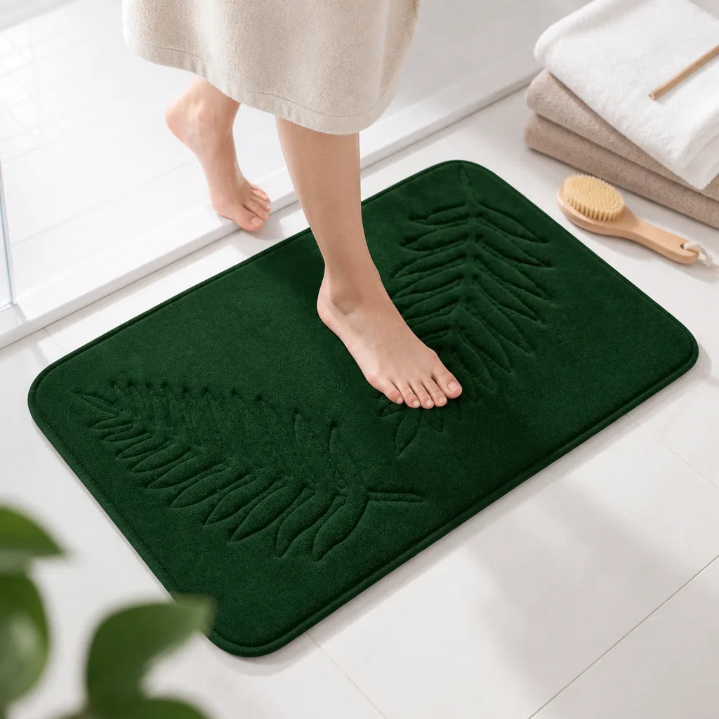 Tapis de bain vert bouteille