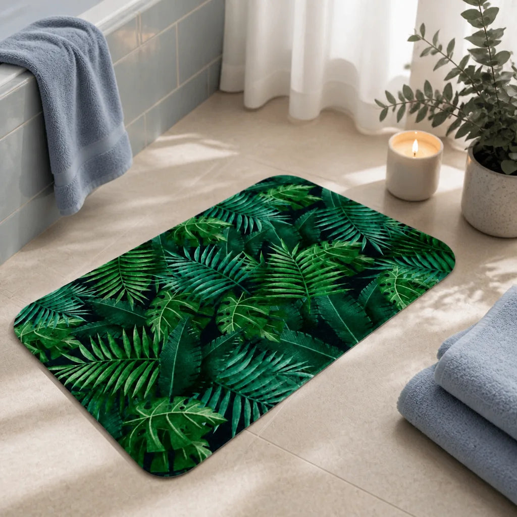 Tapis de bain vert foret