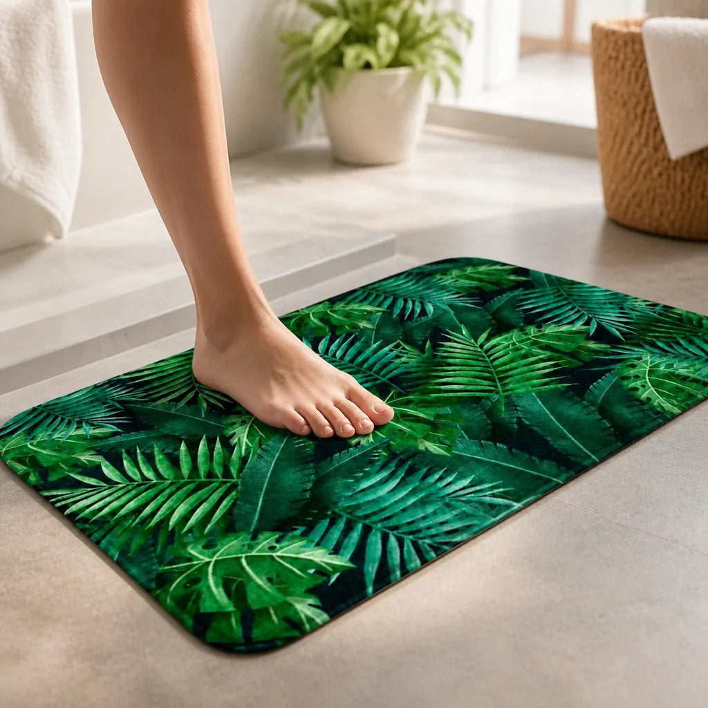 Tapis de bain vert foret