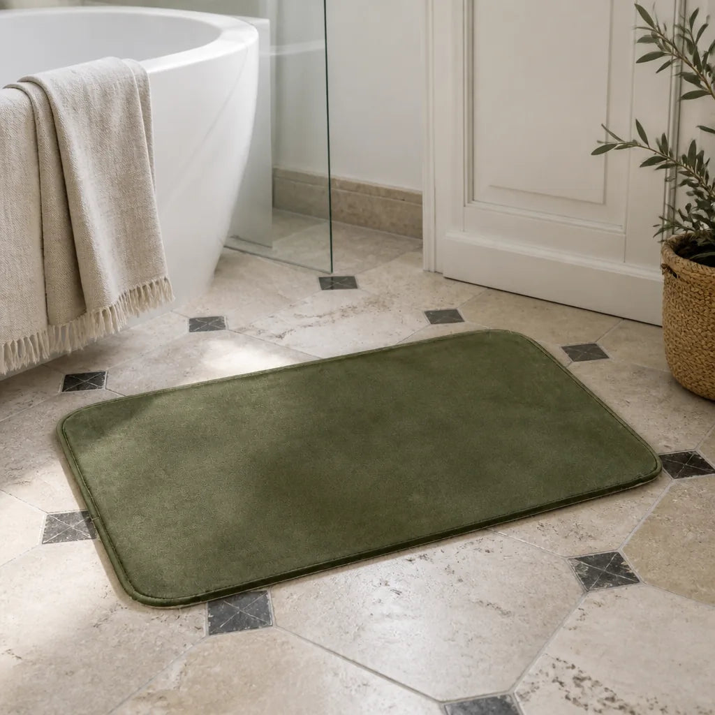 Tapis de bain vert olive