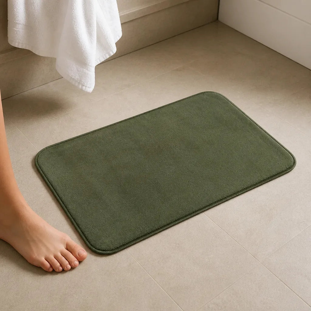 Tapis de bain vert olive