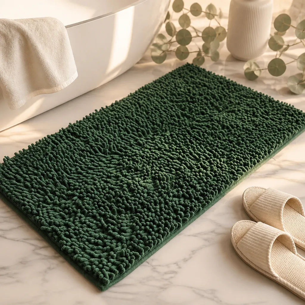 Tapis de bain vert sapin