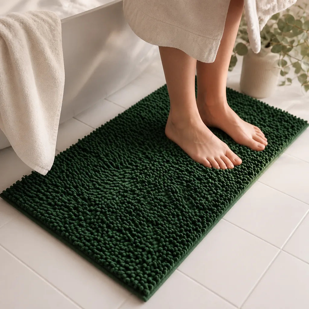 Tapis de bain vert sapin
