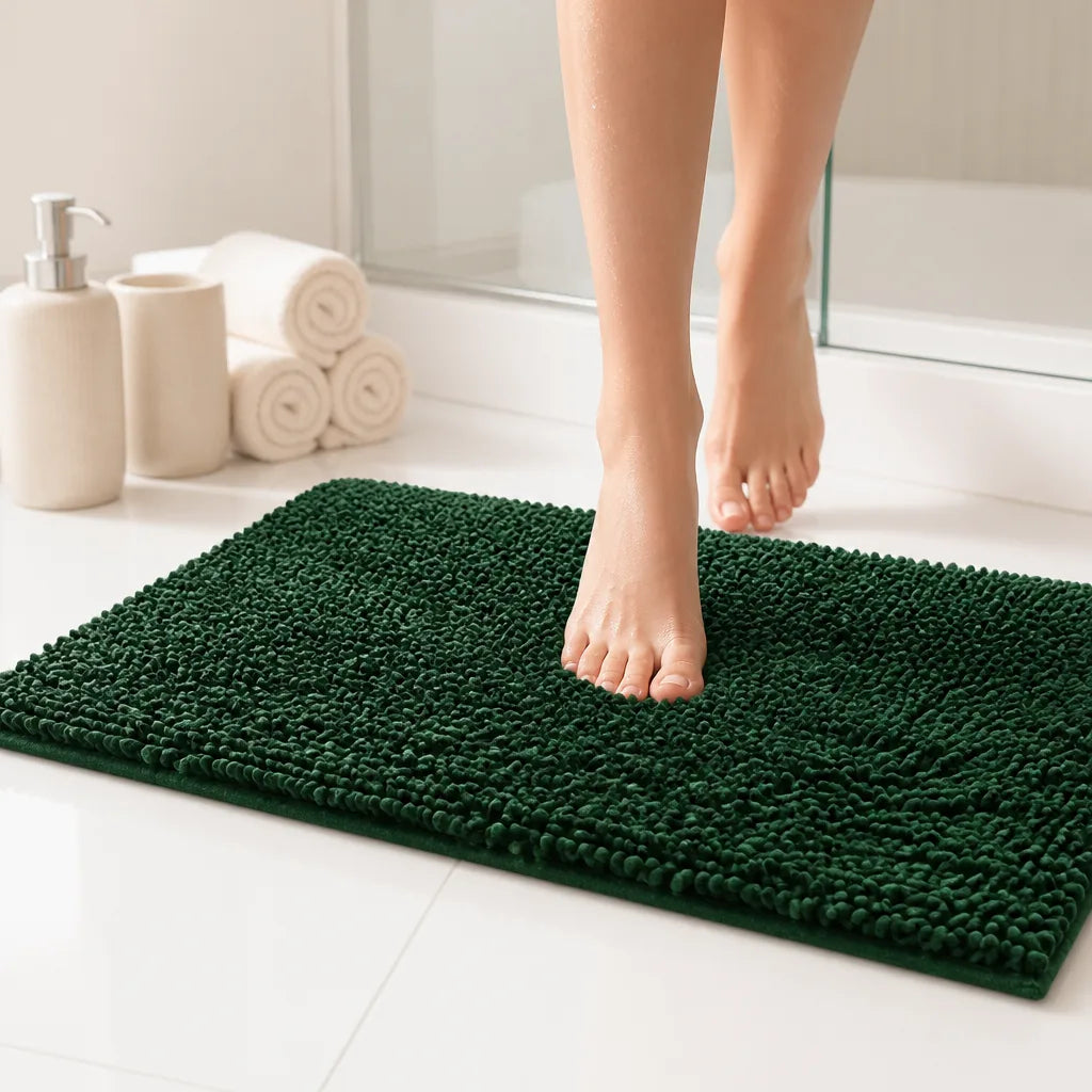 Tapis de bain vert sapin