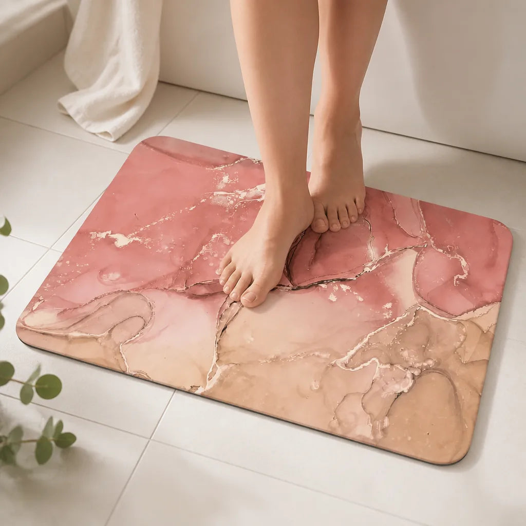 Tapis de bain vieux rose