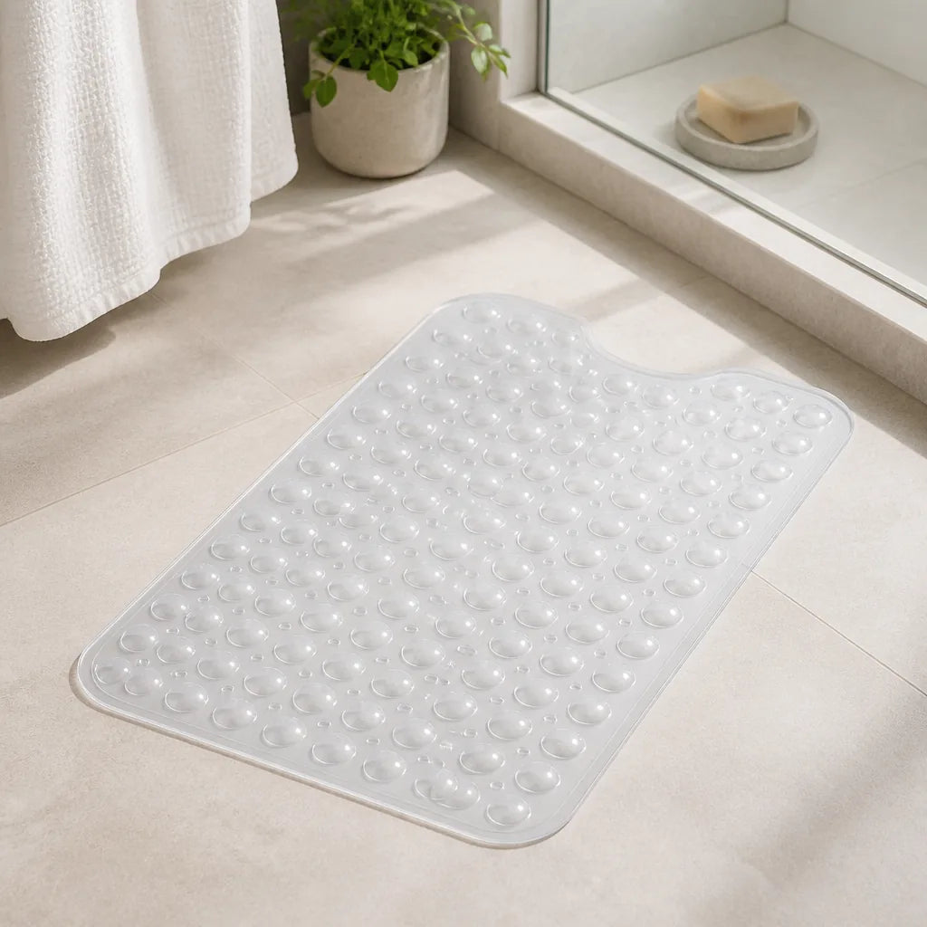 Tapis De Bains Antidérapant Gris Argent En 90Cm