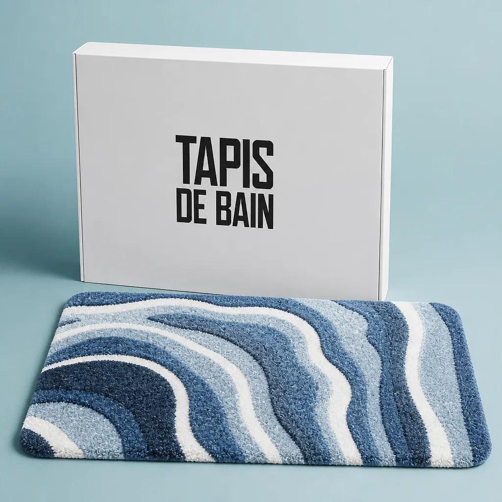 Tapis De Salle De Bain Bambou Bleu