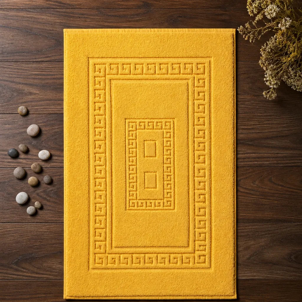 Tapis de salle de bain jaune