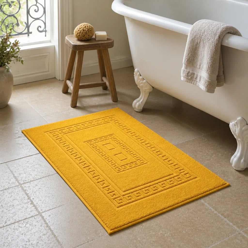 Tapis de salle de bain jaune