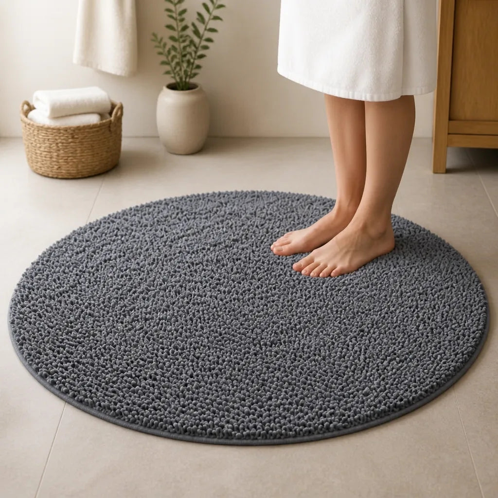 tapis rond salle de bain