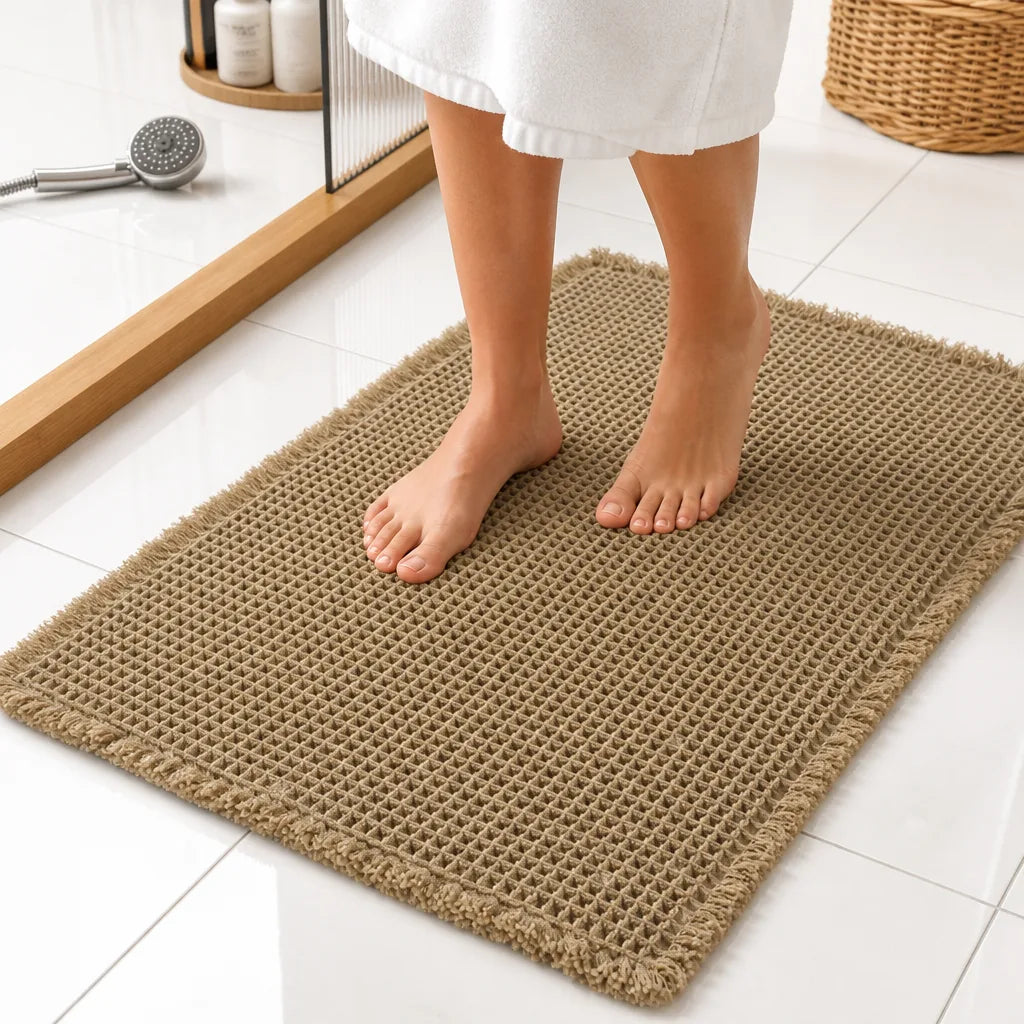 Tapis Salle De Bain Antidérapant Pied Moutarde