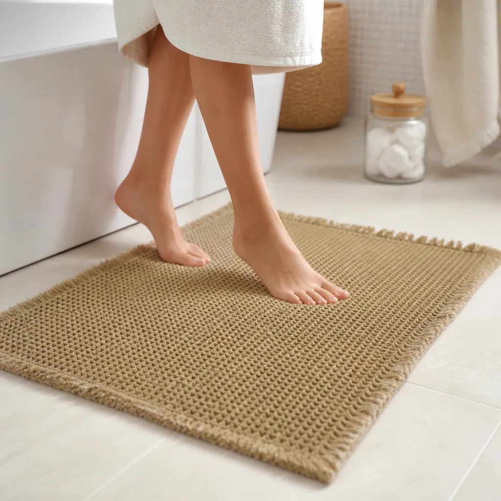 Tapis Salle De Bain Antidérapant Pied Moutarde