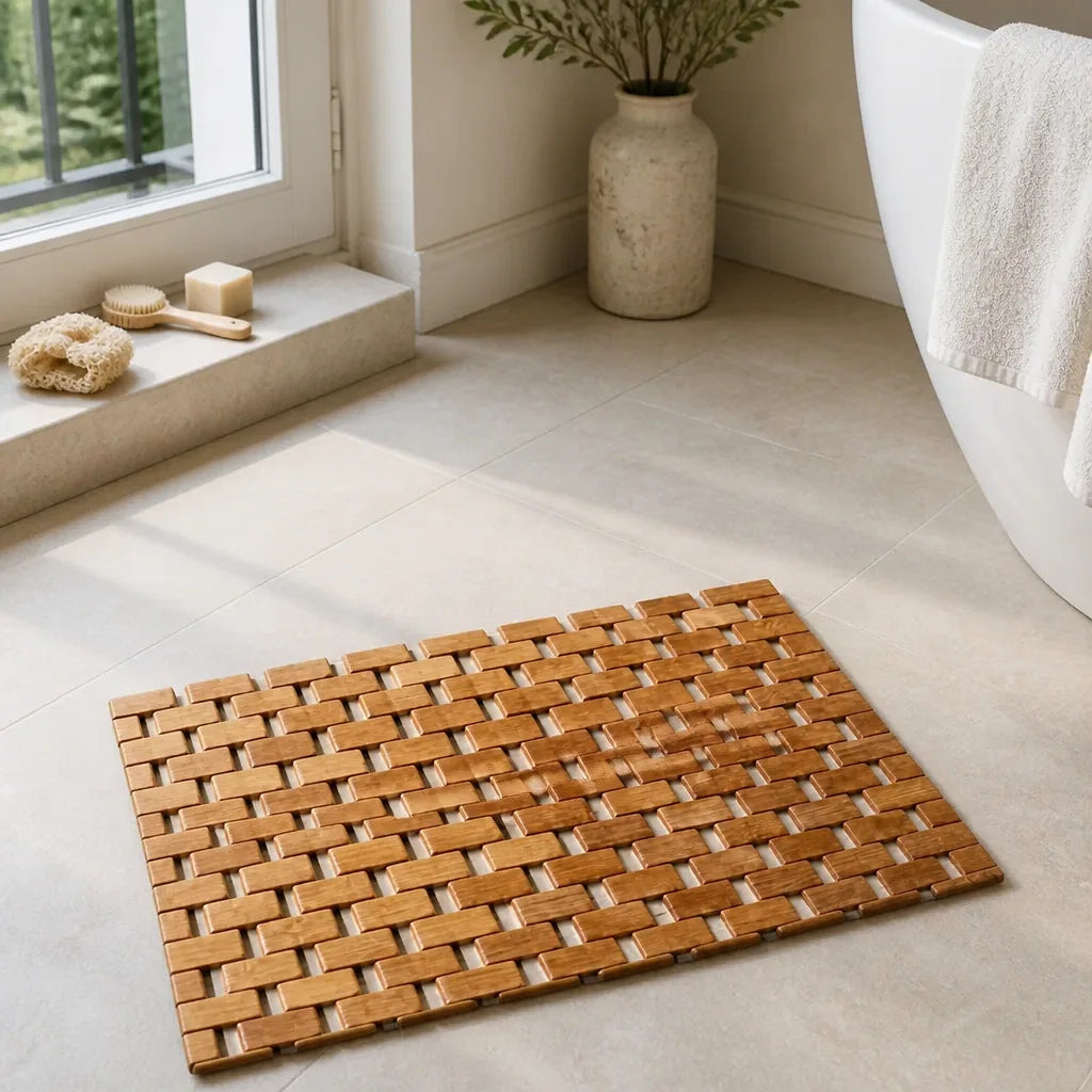 Tapis salle de bain bambou