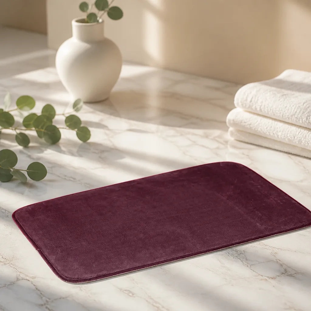 Tapis salle de bain bordeaux