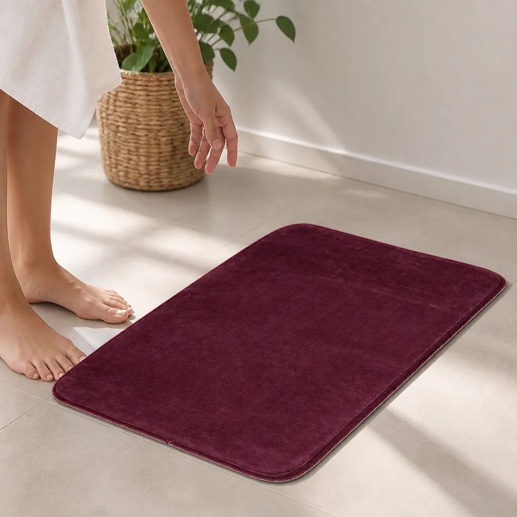 Tapis salle de bain bordeaux