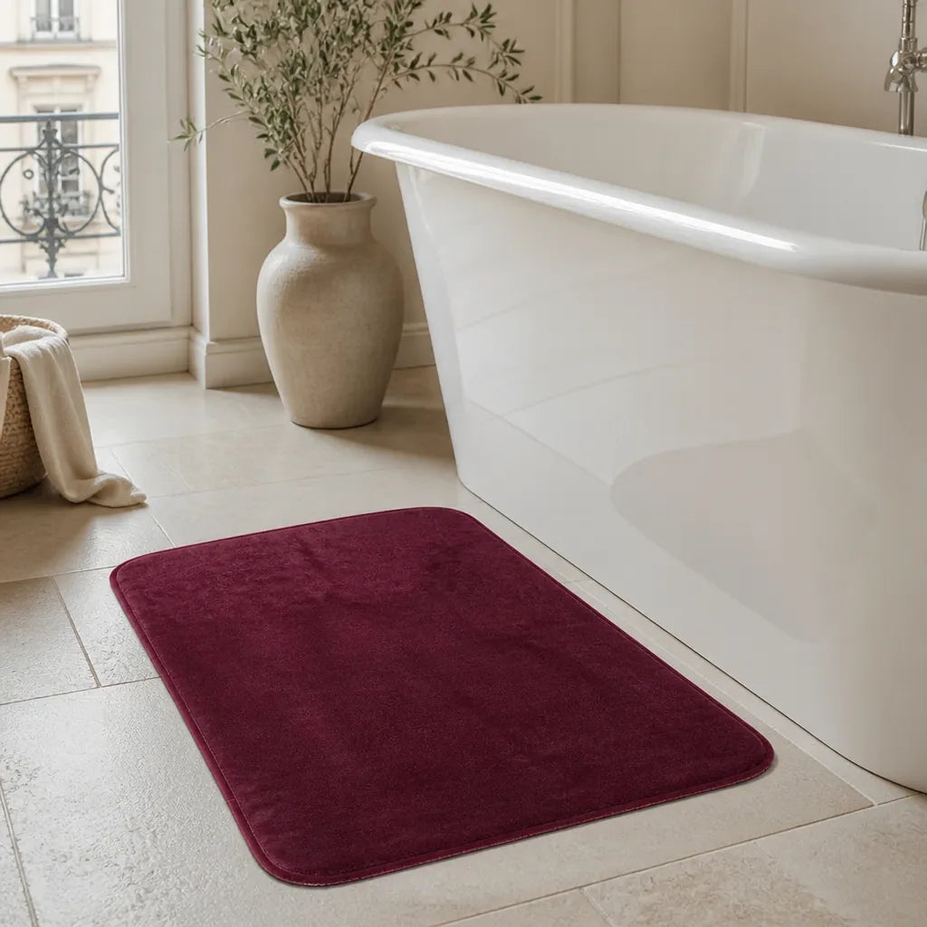 Tapis salle de bain bordeaux