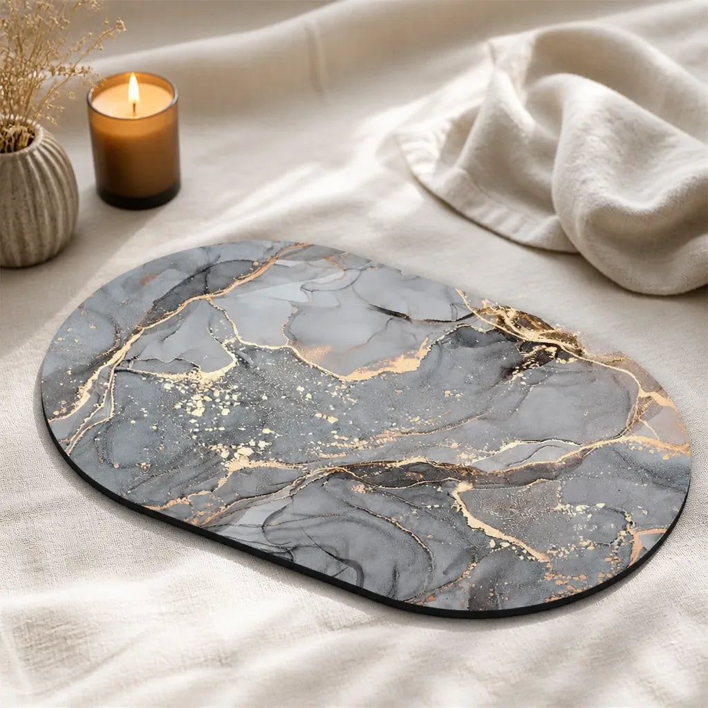 Tapis salle de bain effet marbre