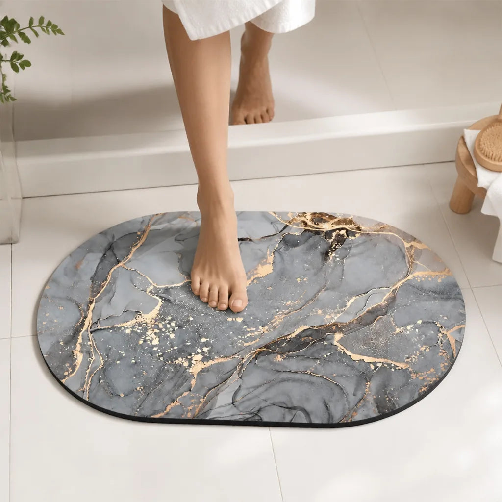 Tapis salle de bain effet marbre