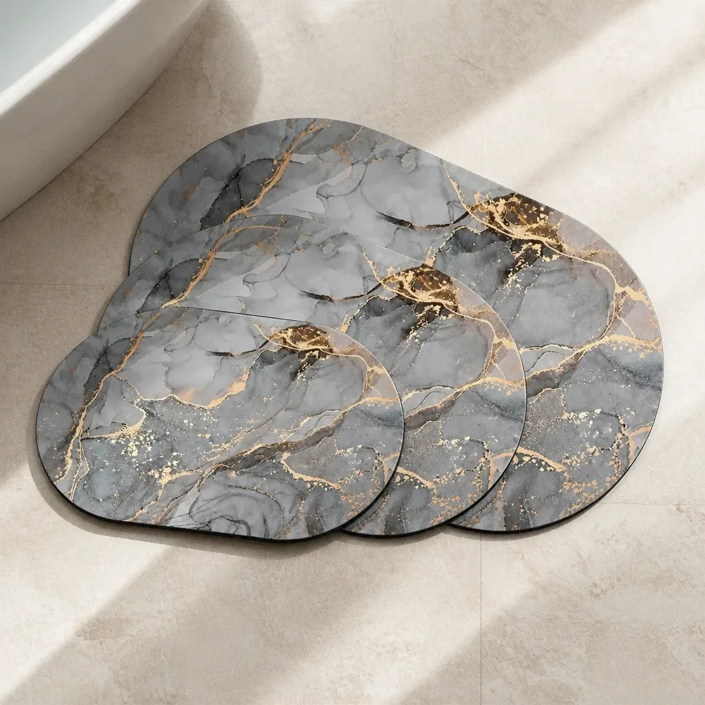 Tapis salle de bain effet marbre