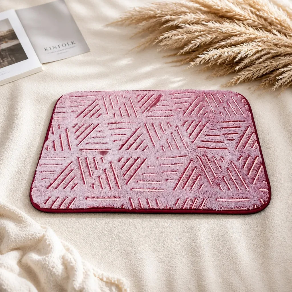 Tapis salle de bain framboise