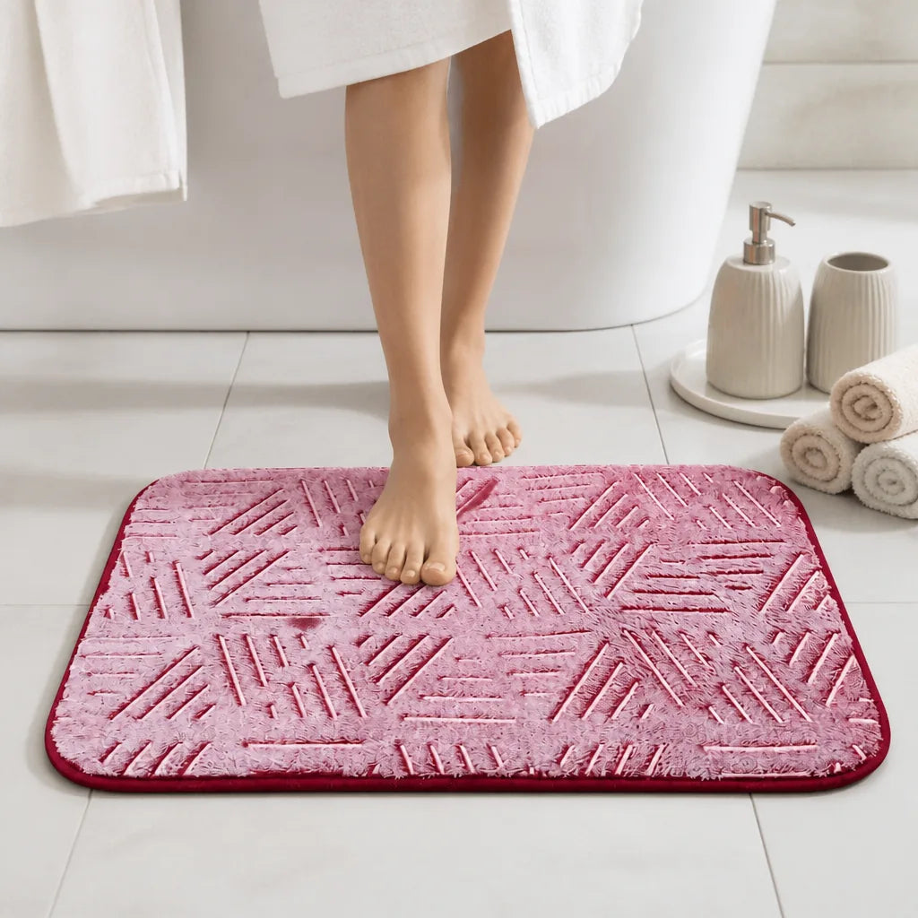 Tapis salle de bain framboise