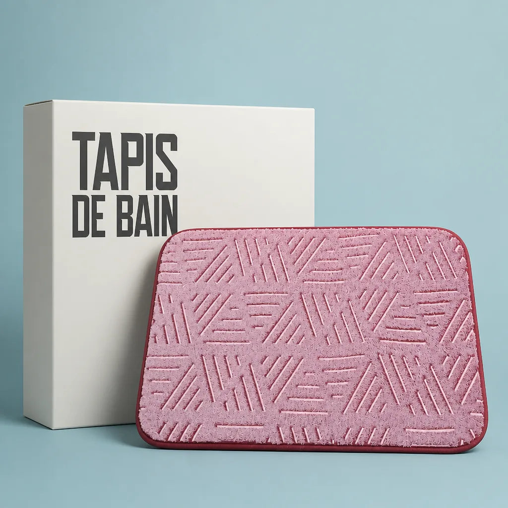 Tapis salle de bain framboise
