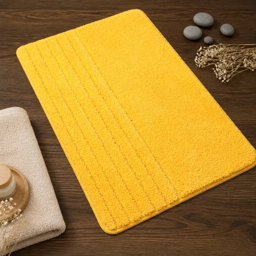Tapis salle de bain jaune