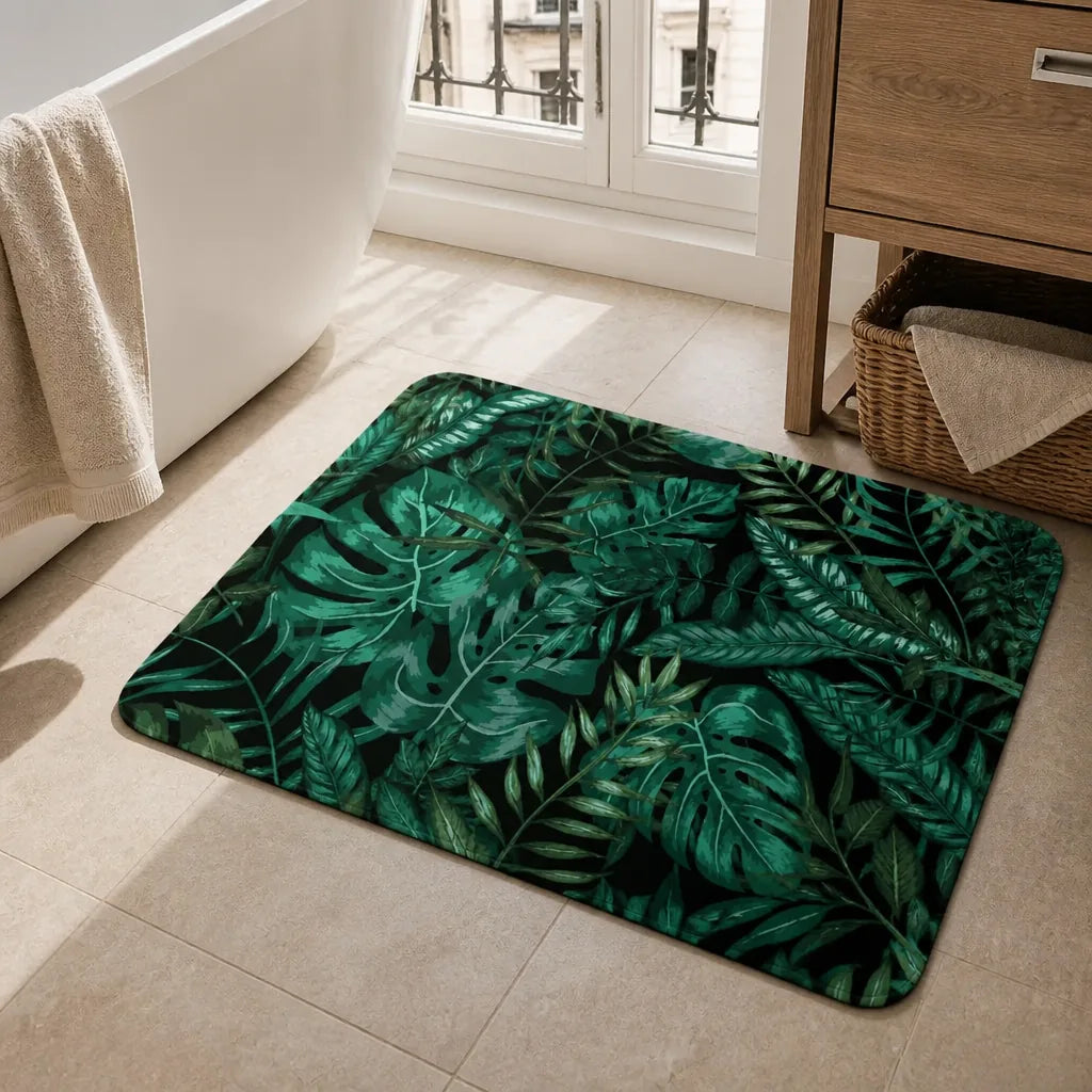 Tapis salle de bain jungle