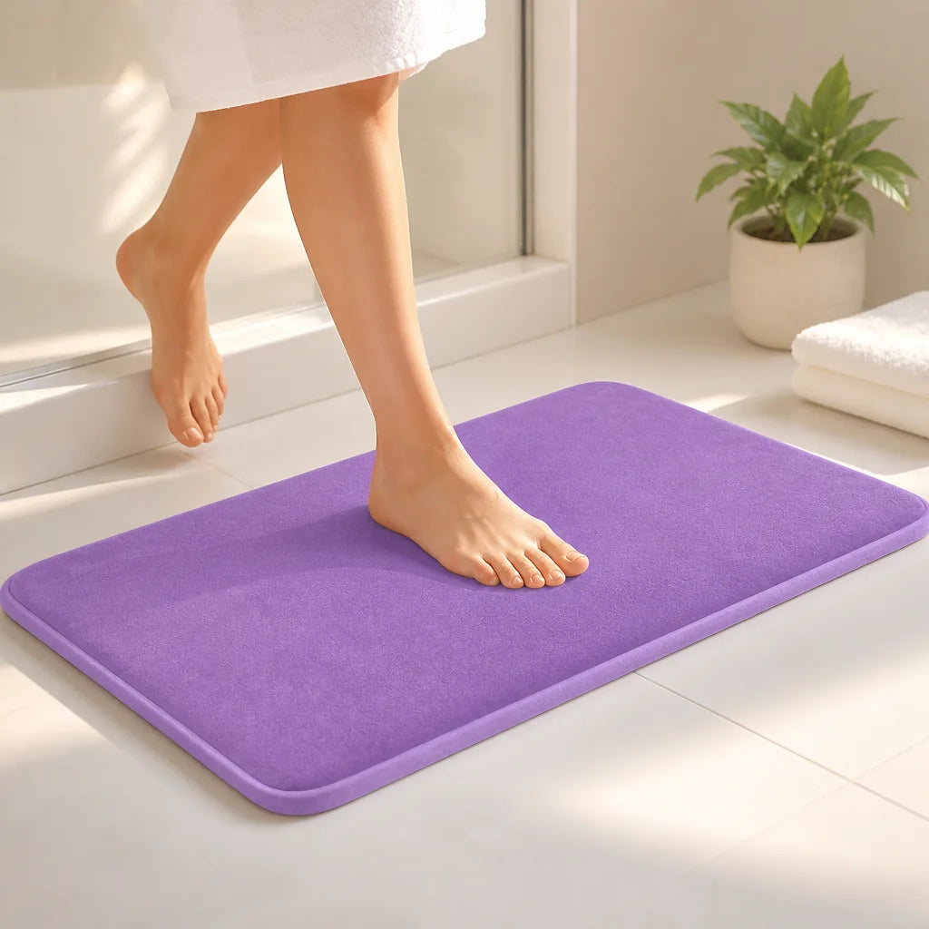 Tapis salle de bain mauve