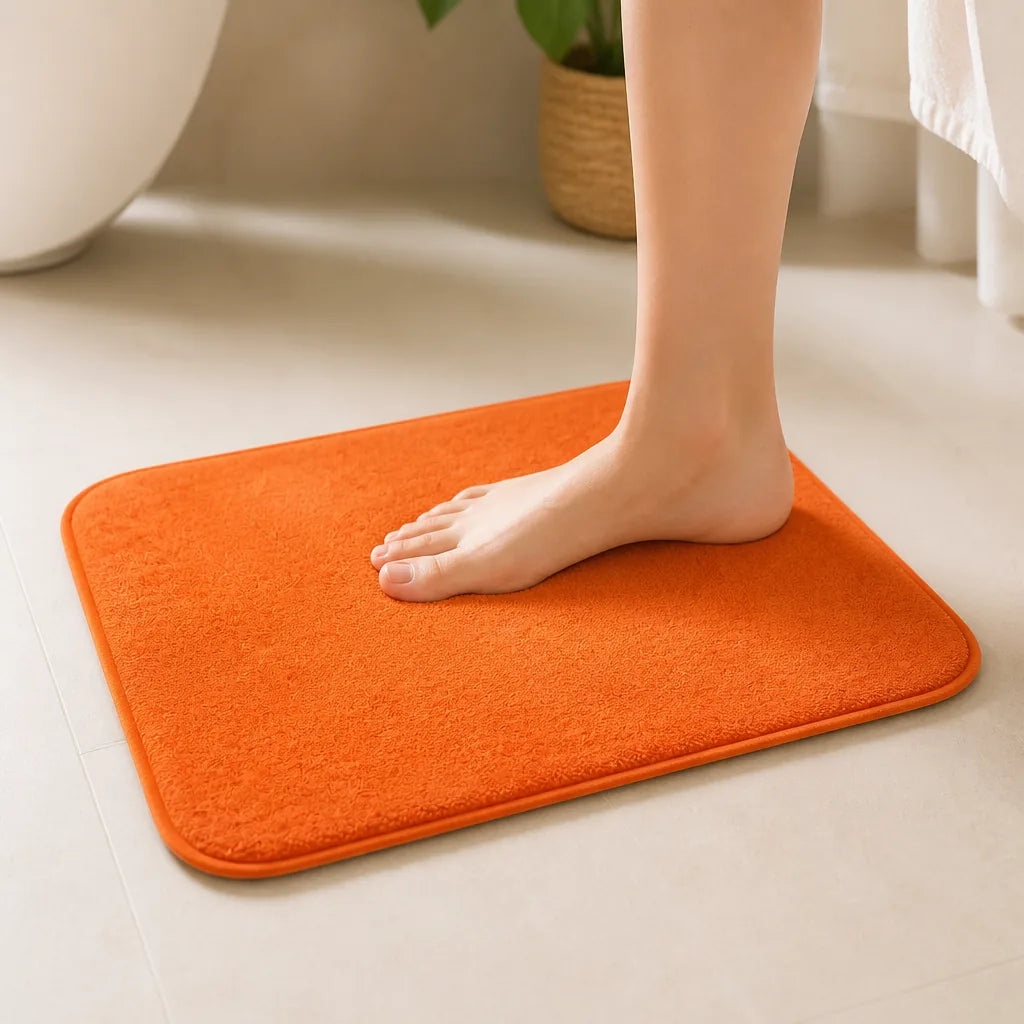Tapis salle de bain orange