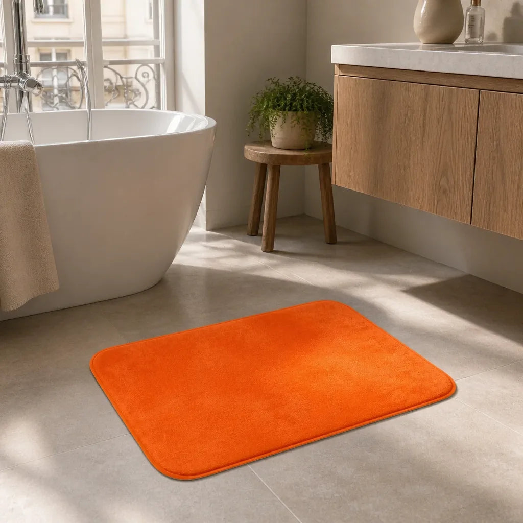 Tapis salle de bain orange