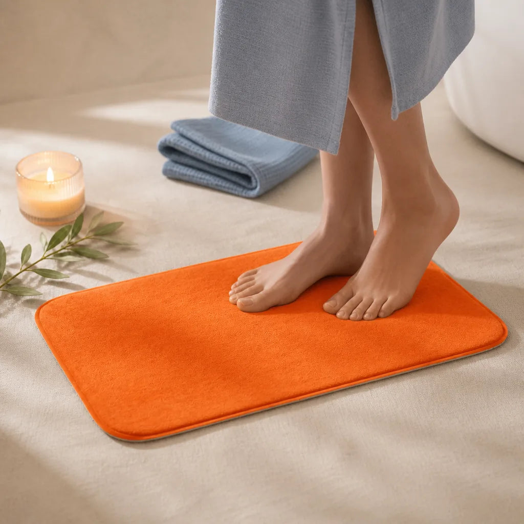 Tapis salle de bain orange