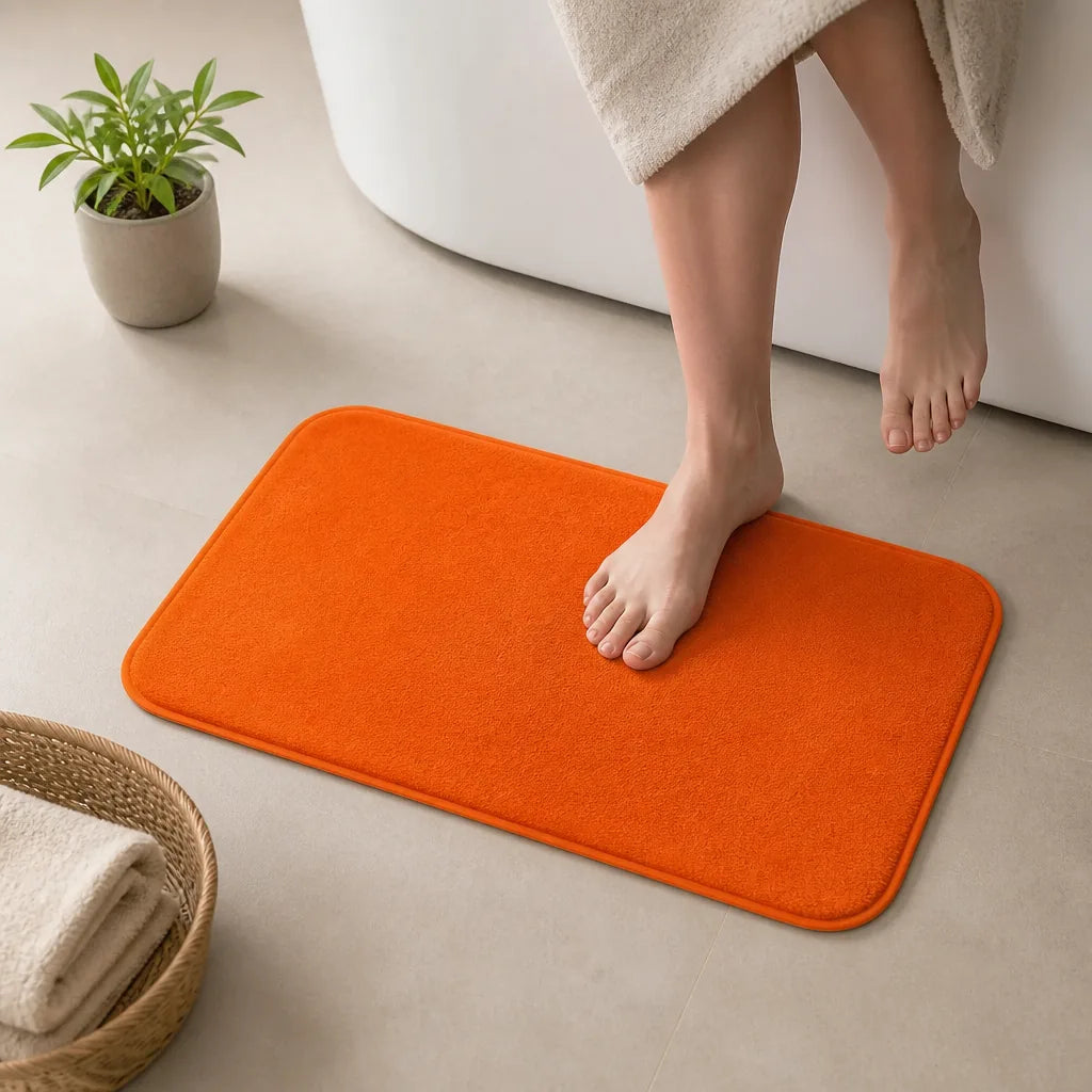 Tapis salle de bain orange